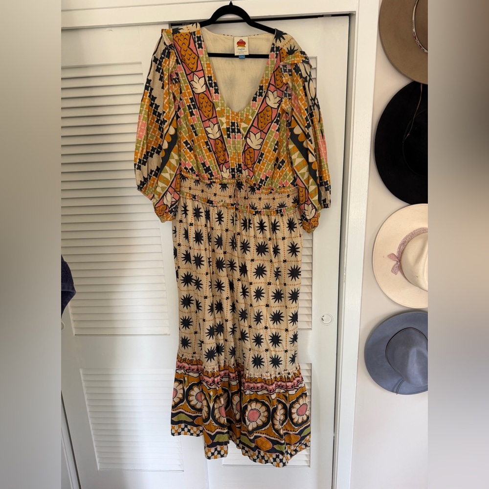 FARM Rio Multicolor Long Sleeve Maxi Dress